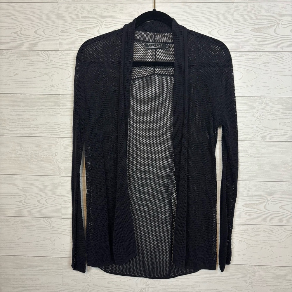Peruvian Connection Black Knit 100% Pima Cotton Cardigan Size XS